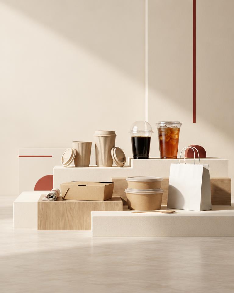 Custom-printed cups, bags and restaurant packaging